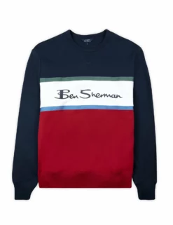 Color Blocked Logo Sweatshirt - Dark Navy -clothing Shop 59343 25 color blocked logo sweatshirt dark navy flat