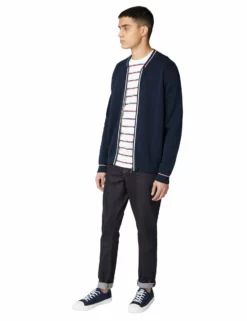 Zip-Through Knit Bomber Jacket - Dark Navy -clothing Shop 59352 25 zip through knit bomber jacket dark navy full