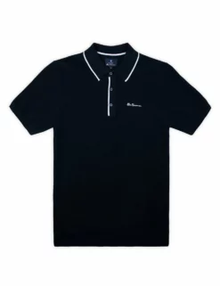 Textured Knit Polo Shirt - Dark Navy -clothing Shop 59361 25 textured knit polo shirt dark navy flat