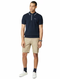 Textured Knit Polo Shirt - Dark Navy -clothing Shop 59361 25 textured knit polo shirt dark navy full