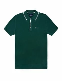 Textured Knit Polo Shirt - Trekking Green -clothing Shop 59361 651 textured knit polo shirt trekking green flat