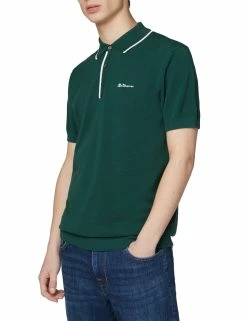 Textured Knit Polo Shirt - Trekking Green