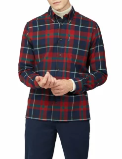 Oversized Brushed Tartan Shirt - Red