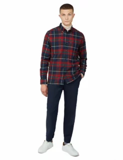 Oversized Brushed Tartan Shirt - Red -clothing Shop 61398 550 oversized brushed tartan shirt red full