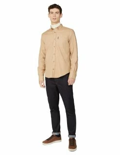 Brushed Herringbone Shirt - Sand -clothing Shop 61410 310 brushed herringbone shirt sand full