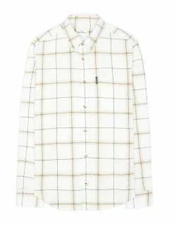 Oversized Herringbone Check Shirt - Ivory
