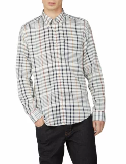 Oversized Stripe Check Shirt - Snow White
