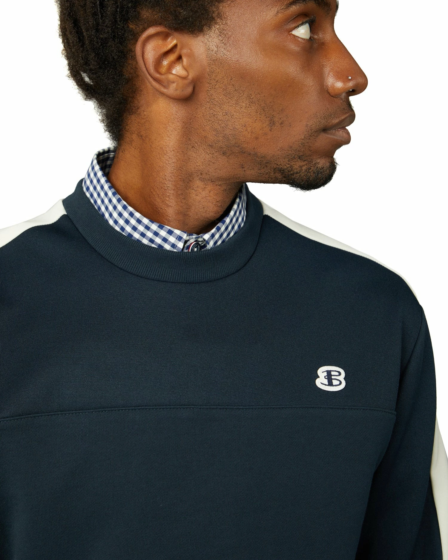 B By Ben Sherman Tricot/Loopback Mix Sweatshirt - Midnight 3 B By Ben Sherman Tricot/Loopback Mix Sweatshirt - Midnight - Image 3