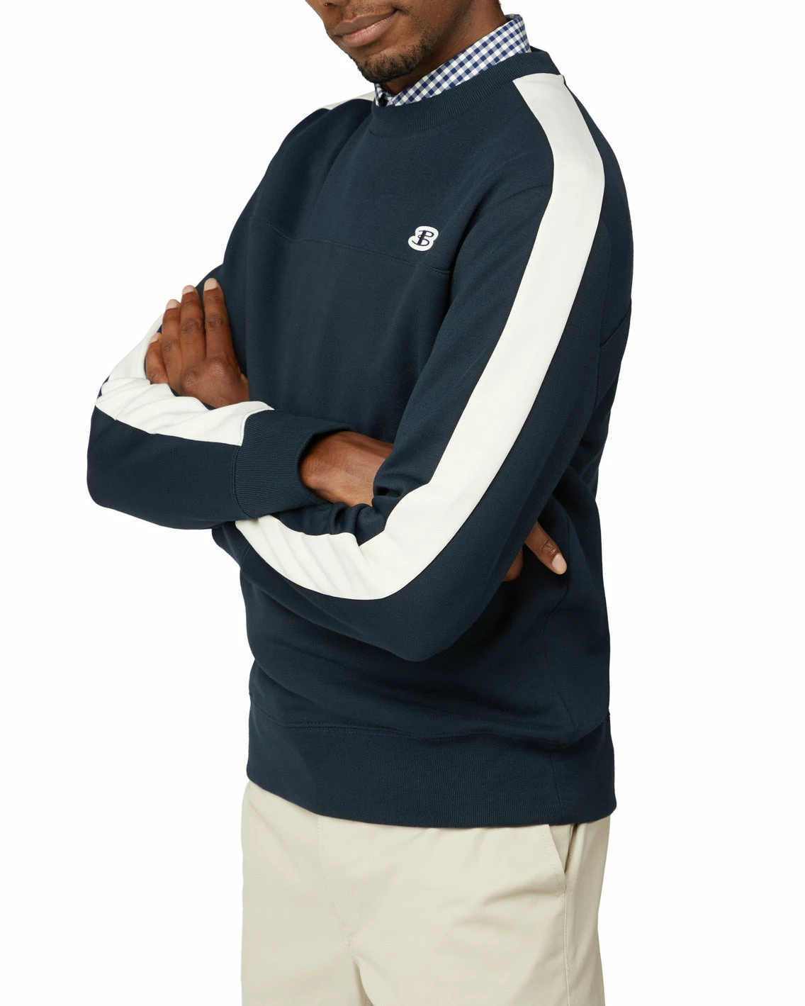 B By Ben Sherman Tricot/Loopback Mix Sweatshirt - Midnight 1 B By Ben Sherman Tricot/Loopback Mix Sweatshirt - Midnight