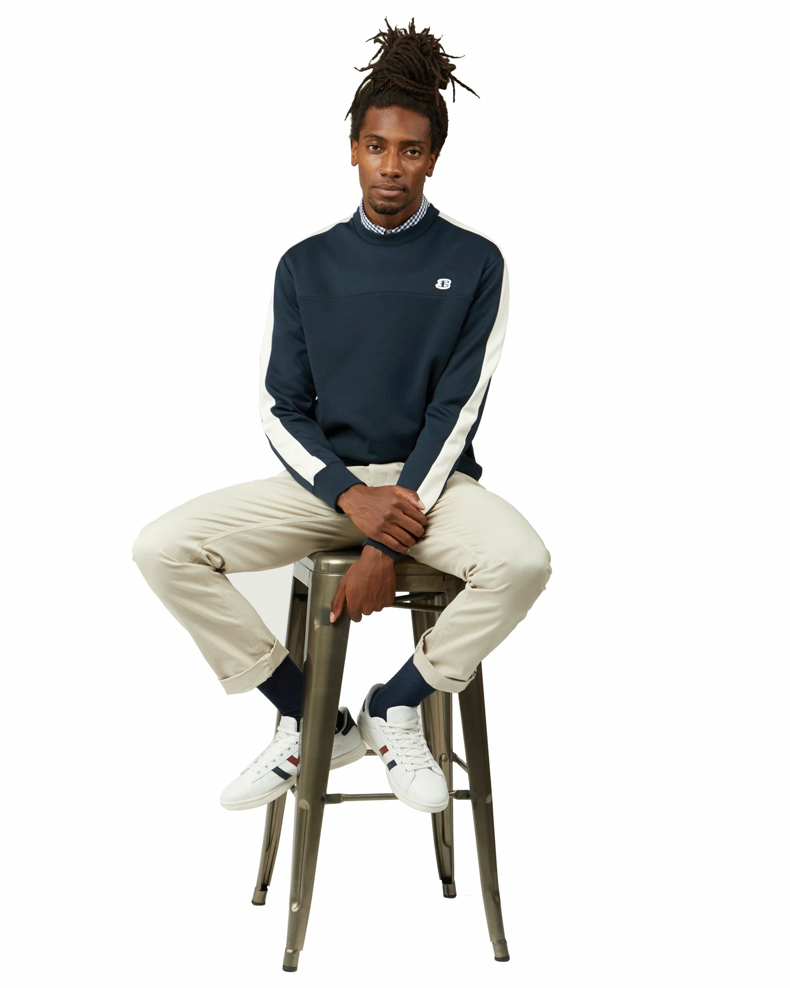 B By Ben Sherman Tricot/Loopback Mix Sweatshirt - Midnight 4 B By Ben Sherman Tricot/Loopback Mix Sweatshirt - Midnight - Image 4