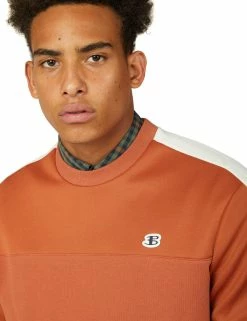 B By Ben Sherman Tricot/Loopback Mix Sweatshirt - Sienna -clothing Shop 61627 75 b by ben sherman tricot loopback mix sweatshirt sienna close