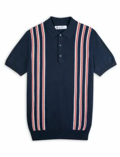 Team GB Men's Union Stripe Knit Polo - Midnight