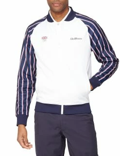 Team GB Men's Union Stripe Tricot Bomber - White