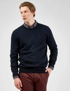 Signature Knit Crewneck Sweater - Dark Navy -clothing Shop 63370c 025 signature knit crewneck sweater dark navy front 6bbae3c2 4793 441d a0c3 c1db47434623