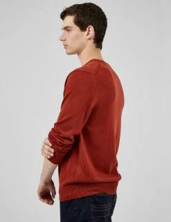 Signature Knit Crewneck Sweater - Burnt Orange -clothing Shop 63370c 481 signature knit crewneck sweater burnt orange back