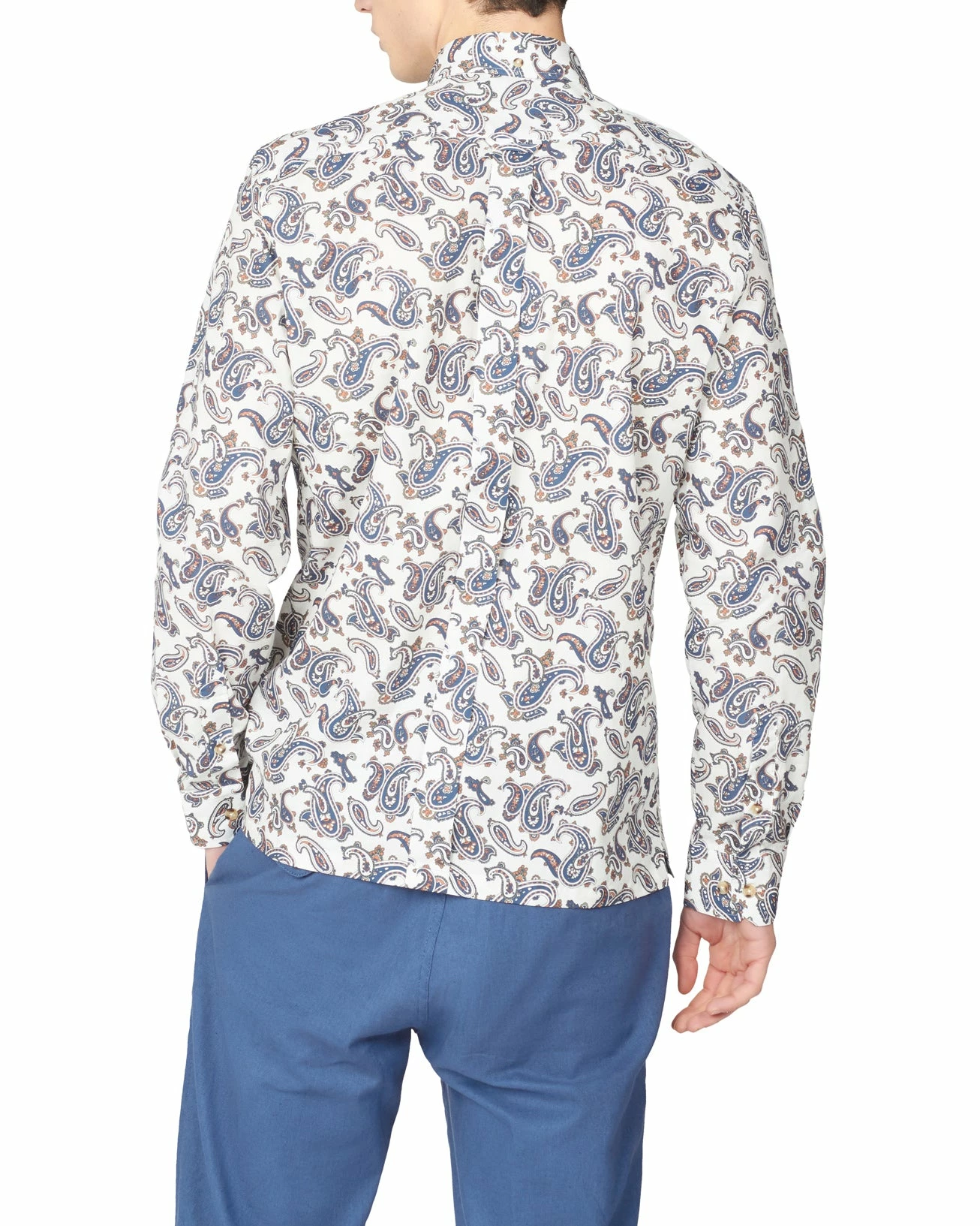Long-Sleeve Paisley-Print Shirt - Ivory 3 Long-Sleeve Paisley-Print Shirt - Ivory - Image 3