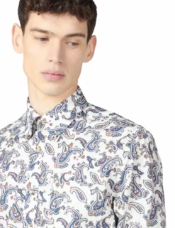 Long-Sleeve Paisley-Print Shirt - Ivory 8 Long-Sleeve Paisley-Print Shirt - Ivory -clothing Shop 63417 015 long sleeve paisley print shirt ivory closeup