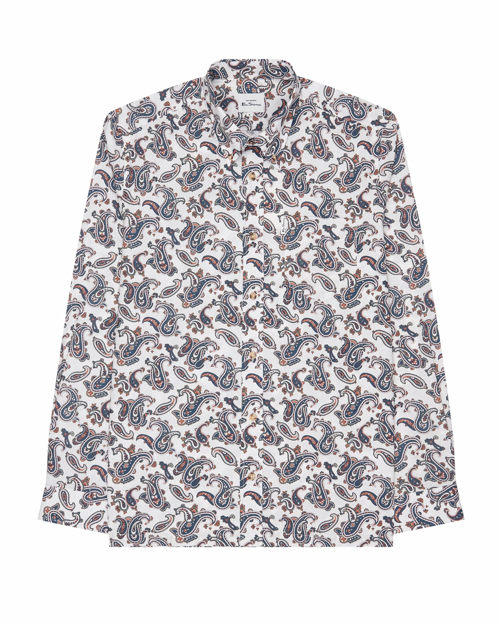 Long-Sleeve Paisley-Print Shirt - Ivory 1 Long-Sleeve Paisley-Print Shirt - Ivory