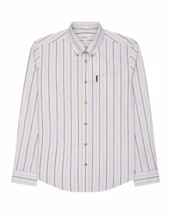 Long-Sleeve Laundered Oxford Stripe Shirt - Sky