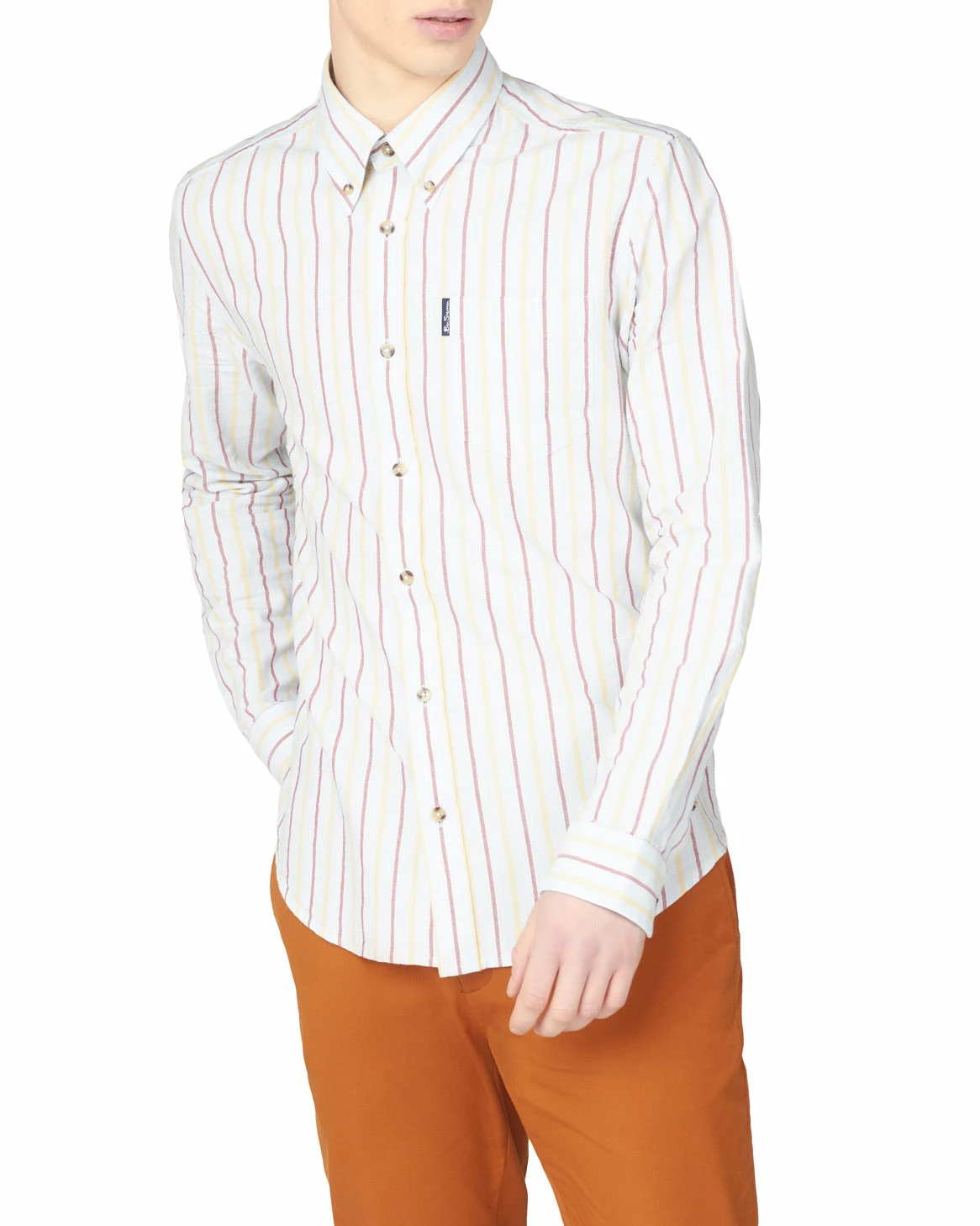 Long-Sleeve Laundered Oxford Stripe Shirt - Sky 2 Long-Sleeve Laundered Oxford Stripe Shirt - Sky - Image 2