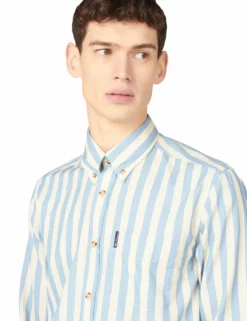 Long-Sleeve Candy-Stripe Shirt - Riviera Blue -clothing Shop 63431 145 long sleeve candy stripe shirt riviera blue closeup