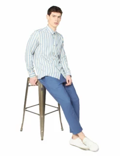 Long-Sleeve Candy-Stripe Shirt - Riviera Blue -clothing Shop 63431 145 long sleeve candy stripe shirt riviera blue full