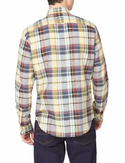 Long-Sleeve Slub Madras Check Shirt - Yellow 8 Long-Sleeve Slub Madras Check Shirt - Yellow -clothing Shop 63432 450 long sleeve slub madras check shirt yellow back