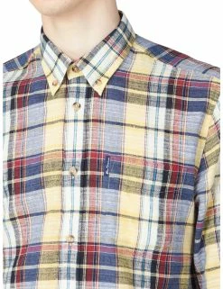Long-Sleeve Slub Madras Check Shirt - Yellow 9 Long-Sleeve Slub Madras Check Shirt - Yellow -clothing Shop 63432 450 long sleeve slub madras check shirt yellow closeup