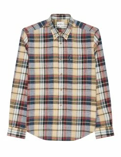 Long-Sleeve Slub Madras Check Shirt - Yellow