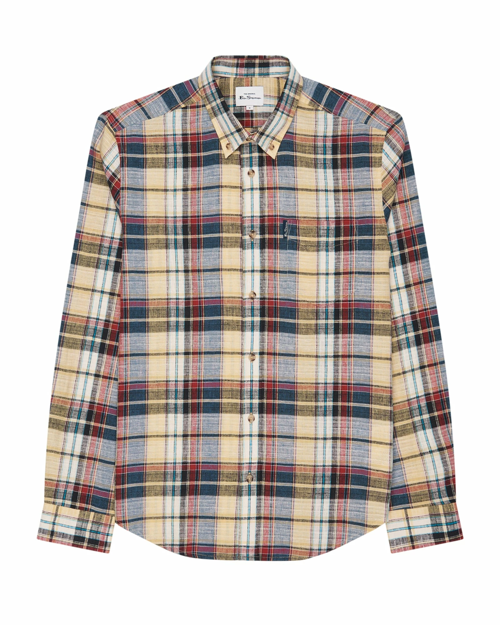 Long-Sleeve Slub Madras Check Shirt - Yellow 1 Long-Sleeve Slub Madras Check Shirt - Yellow