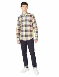 Long-Sleeve Slub Madras Check Shirt - Yellow 10 Long-Sleeve Slub Madras Check Shirt - Yellow -clothing Shop 63432 450 long sleeve slub madras check shirt yellow full