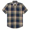Short-Sleeve Large-Check Oxford Shirt - Marine