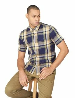 Short-Sleeve Large-Check Oxford Shirt - Marine -clothing Shop 63439 035 long sleeve large check oxford shirt marine full