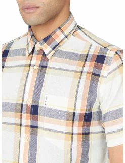 Short-Sleeve Large-Check Oxford Shirt - Anise -clothing Shop 63439 932 long sleeve large check oxford shirt anise closeup