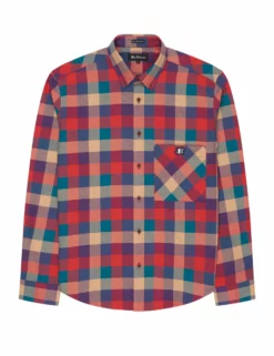 B By Ben Sherman Long-Sleeve Recycled Check Shirt - Mango -clothing Shop 63451 479 b by ben long sleeve recycled check shirt mango flat