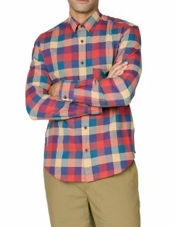 B By Ben Sherman Long-Sleeve Recycled Check Shirt - Mango