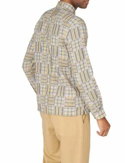 clothing Shop -clothing Shop 63454 451 long sleeve archive patchwork check shirt pale yellow back