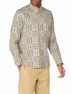 Long-Sleeve Archive Patchwork Check Shirt - Pale Yellow