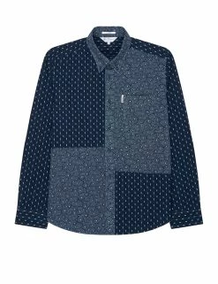 Long-Sleeve Archive Indigo Geo Patchwork Shirt - Marine