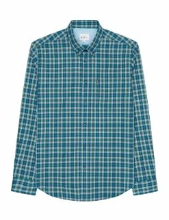 Long-Sleeve Tartan Check Shirt - Sea -clothing Shop 63466 160 long sleeve tartan check shirt sea flat