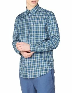 Long-Sleeve Tartan Check Shirt - Sea