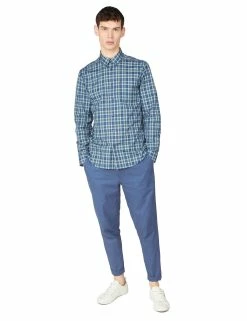 Long-Sleeve Tartan Check Shirt - Sea -clothing Shop 63466 160 long sleeve tartan check shirt sea full
