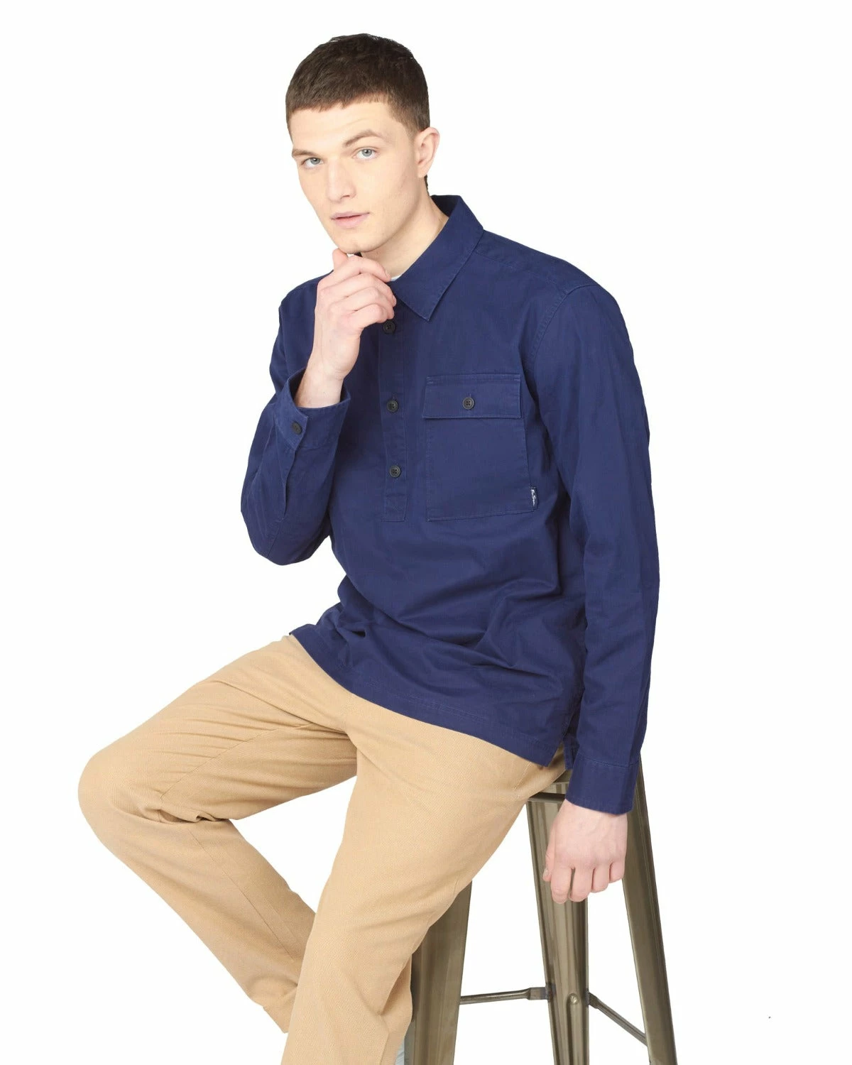 Pullover Quarter-Button Jacket - Marine 7 Pullover Quarter-Button Jacket - Marine - Image 7