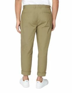 Poplin Relaxed-Taper Pleated Trouser - Olive -clothing Shop 64116 670 poplin relaxed taper pleated trouser olive back
