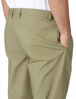 Poplin Relaxed-Taper Pleated Trouser - Olive -clothing Shop 64116 670 poplin relaxed taper pleated trouser olive back closeup