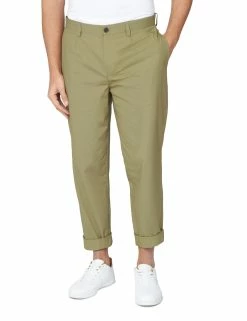 Poplin Relaxed-Taper Pleated Trouser - Olive -clothing Shop 64116 670 poplin relaxed taper pleated trouser olive front 769c1387 f4f1 4ae3 84c4 535a004b04c6