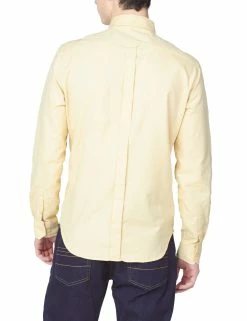 Long-Sleeve Signature Oxford Shirt - Pale Yellow -clothing Shop 65094 451 long sleeve signature oxford shirt pale yellow back