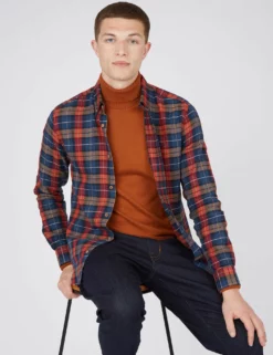 Long-Sleeve Striped Check Shirt - Camel -clothing Shop 65396c 370 long sleeve striped check shirt camel full