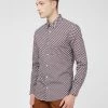 Long-Sleeve Retro '70s Geo-Print Shirt - Coffee