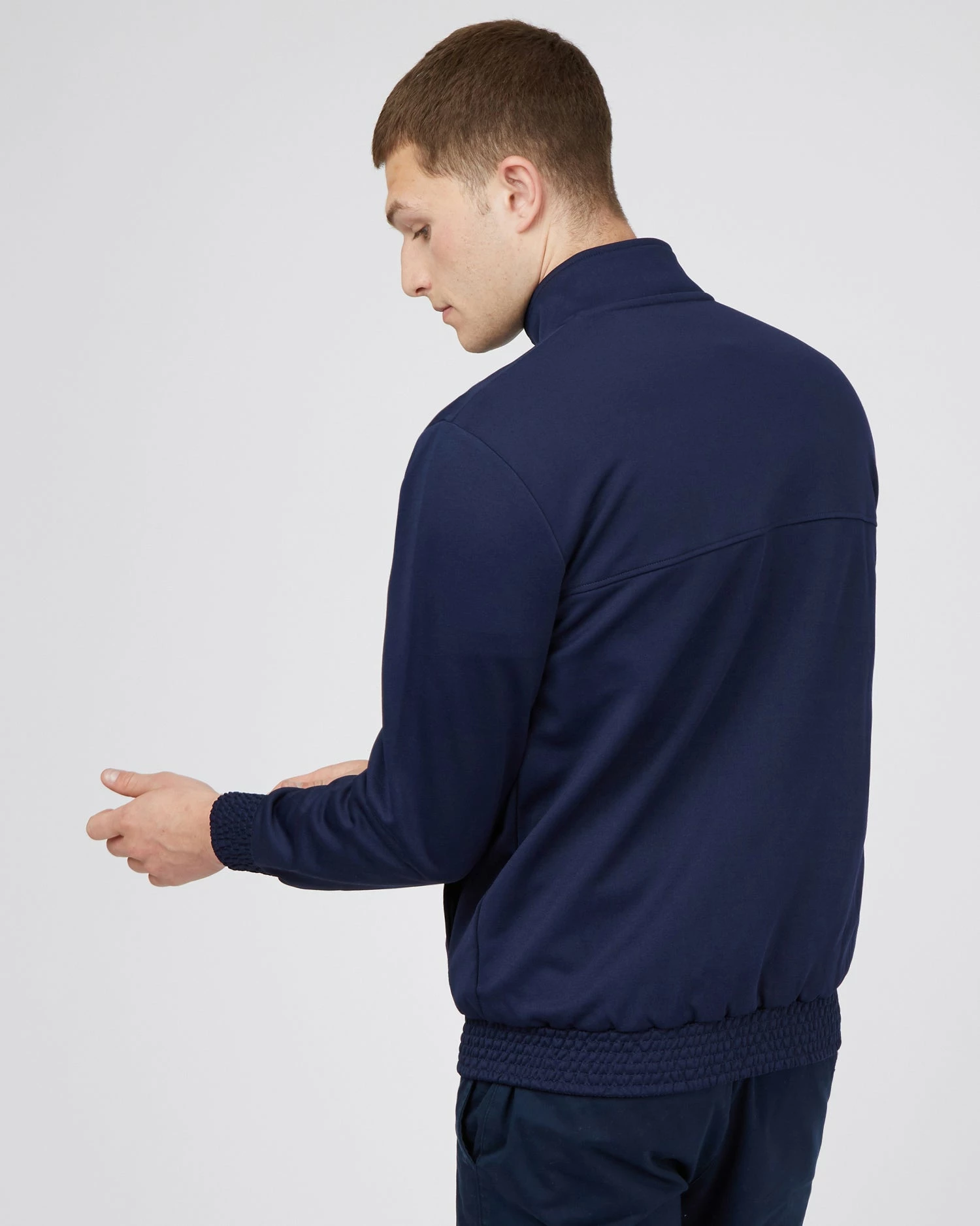 Tricot Funnel-Neck Zip-Through Jacket - Marine 3 Tricot Funnel-Neck Zip-Through Jacket - Marine - Image 3